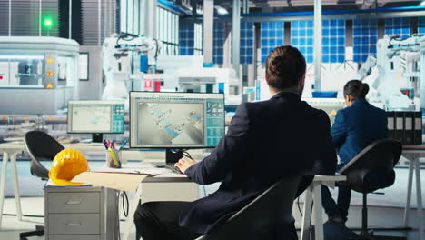 specialist reads solar plant machinery paperwork, reducing downtime