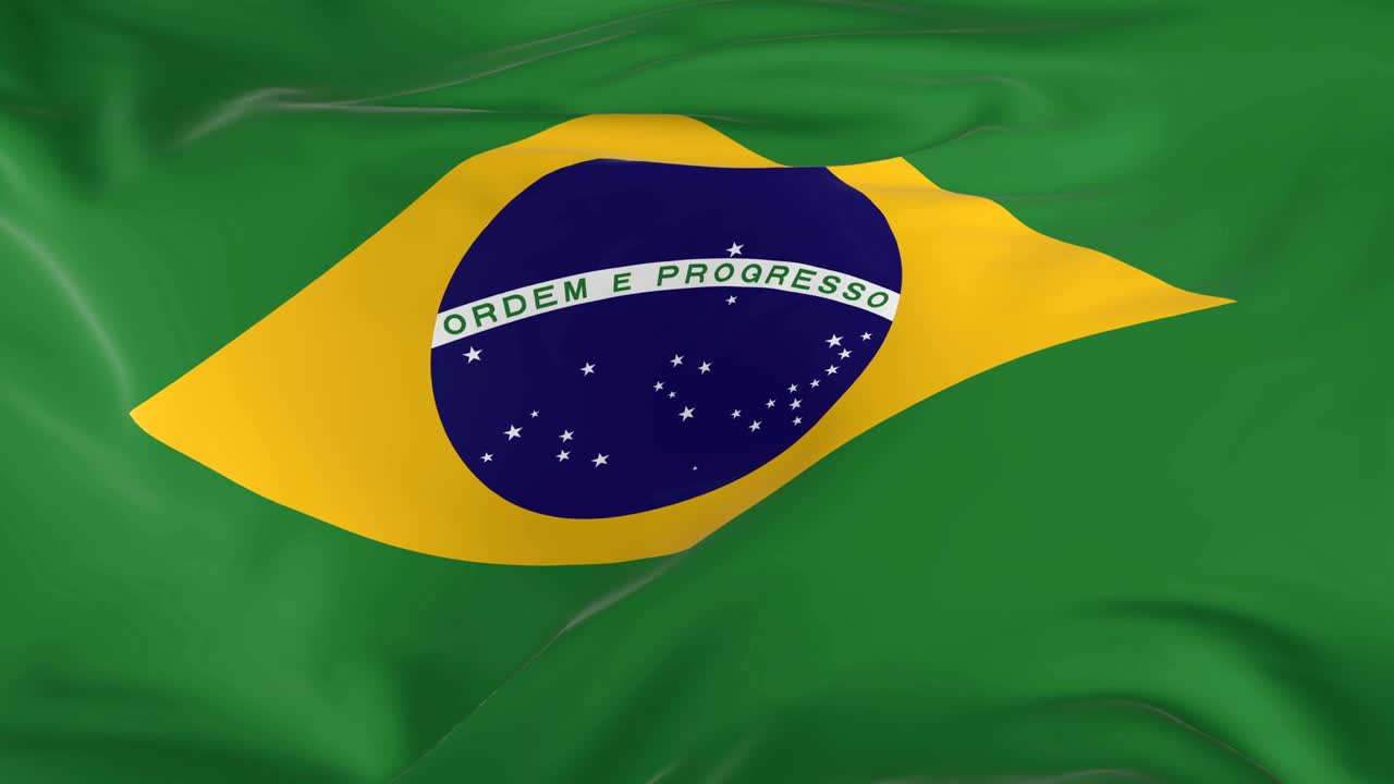 Viftende flag i loop som baggrund: Brasilien