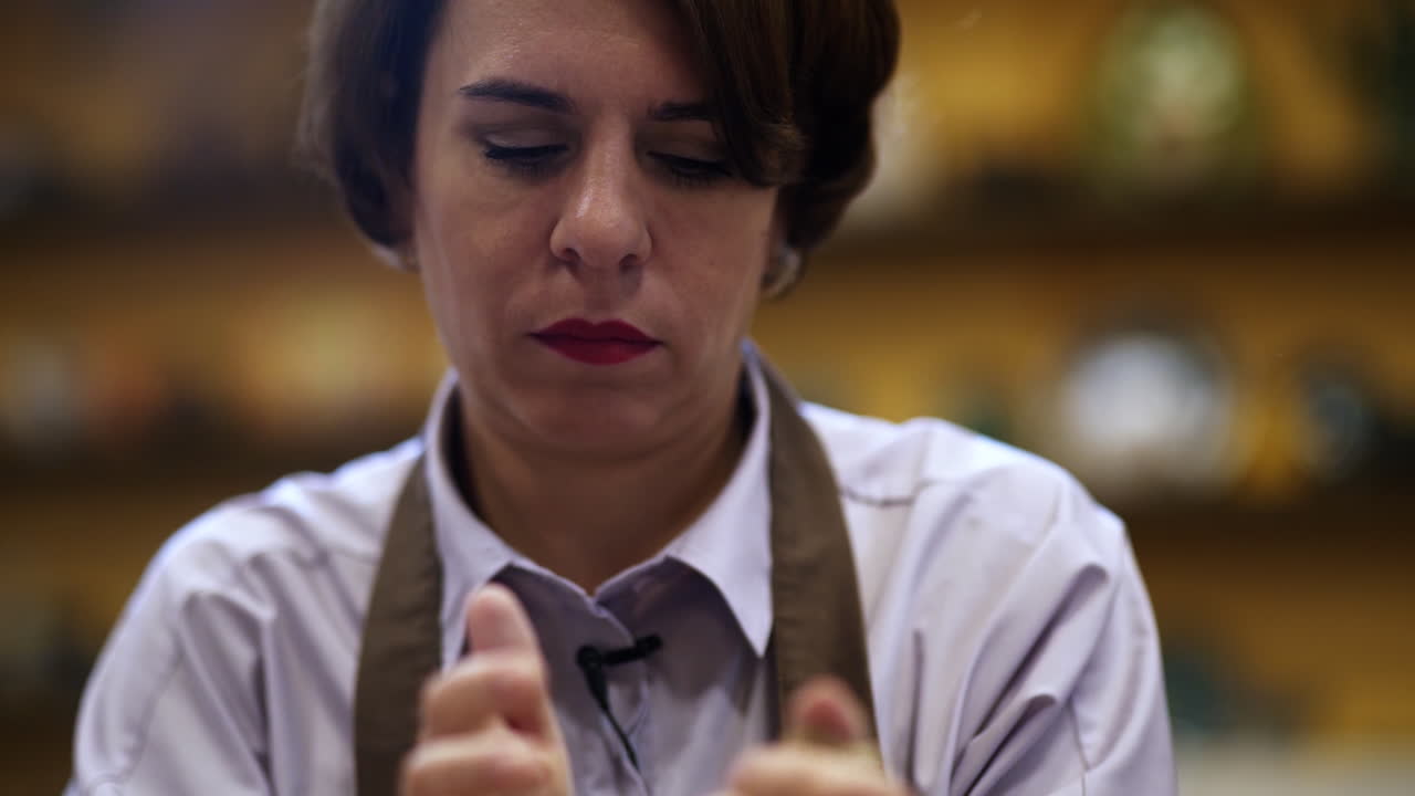 mujer esculpindo con arcilla