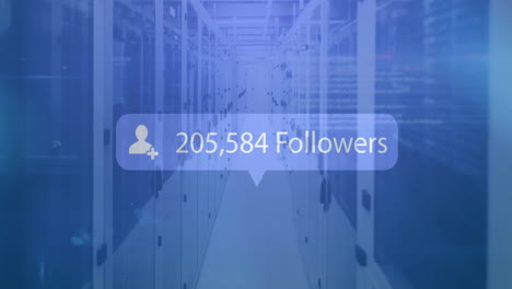 animation of social media data processing over computer servers