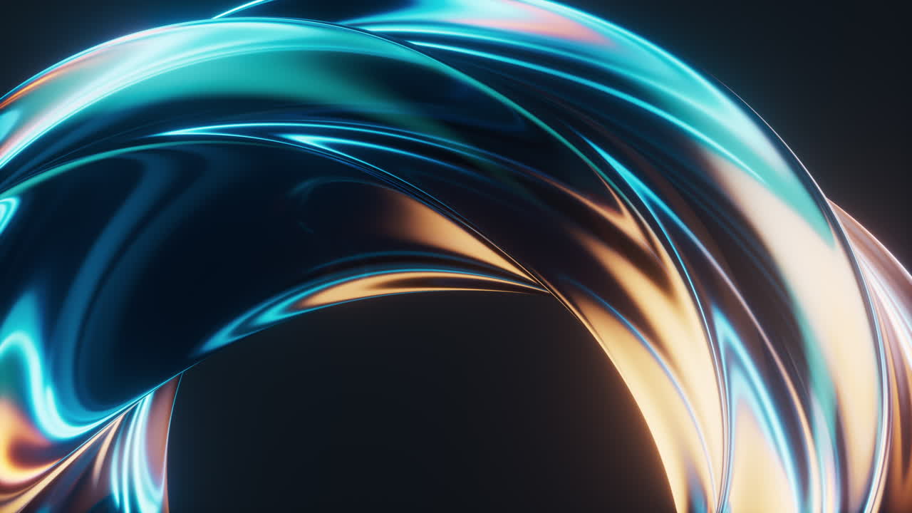 Dark transparent glass curves background, 3d rendering.