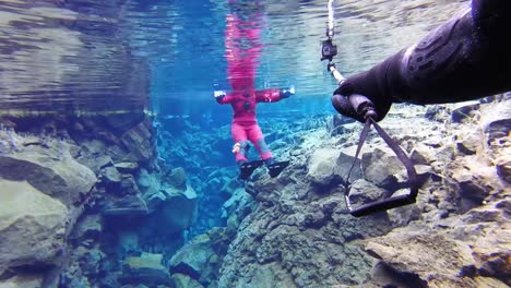 snorkeling silfra fissure between the tectonic plates of north america and europe