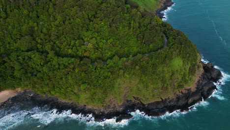 Serene-coast-of-Mu-Ko-Lanta-National-Park-and-paradise-Bamboo-beach,-Thailand,-aerial-view