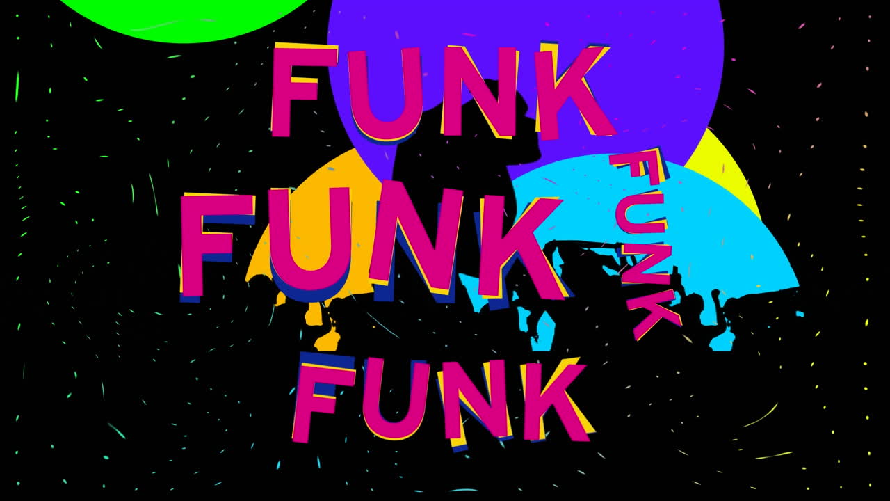 animación de texto funk y puntos en fondo negro