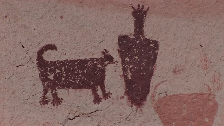 Primo piano di petroglifi dei nativi americani