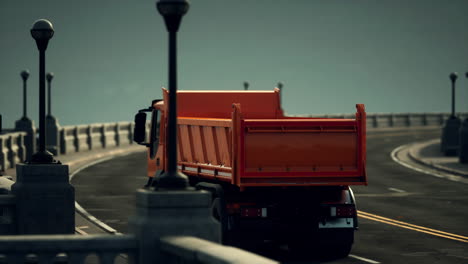 big lorry truck on the bridge