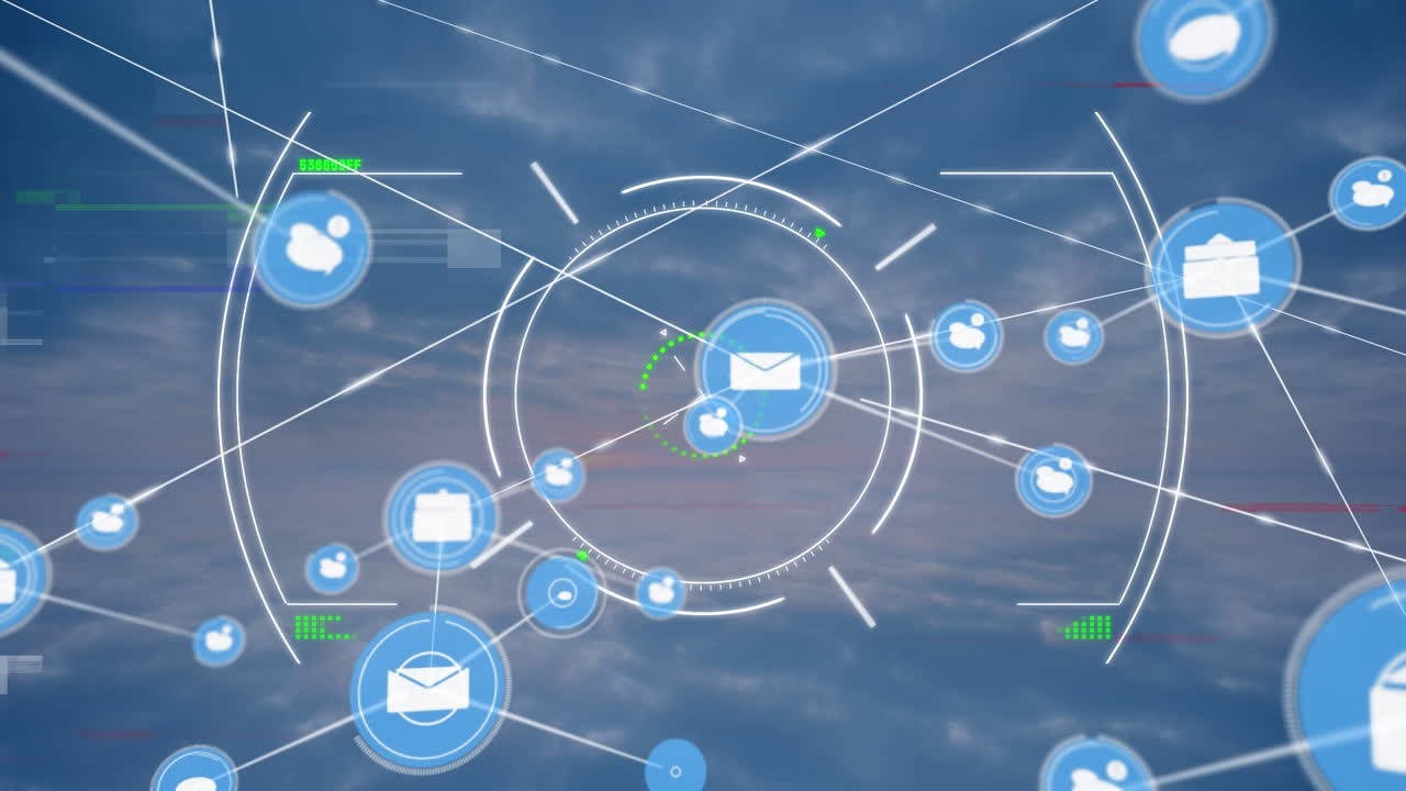 구름 위의 아이콘으로 연결 네트워크의 애니메이션