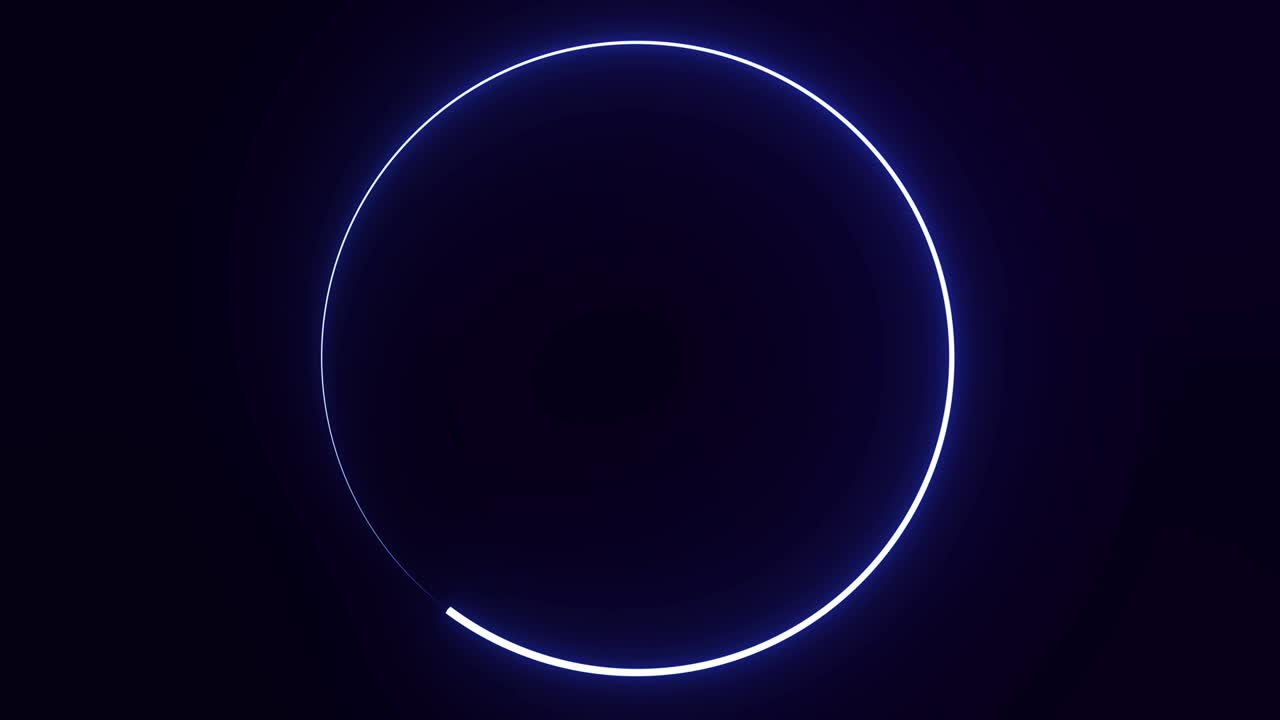 둥근 네온 반이는 프레임의 추상적인 루프 애니메이션