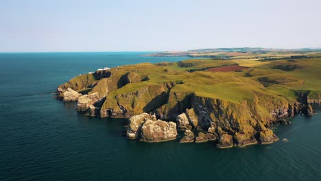 Bird's-Eye-View:-The-Scottish-Coastline's-Crown-Jewel,-St-Abbs-Head-Lighthouse