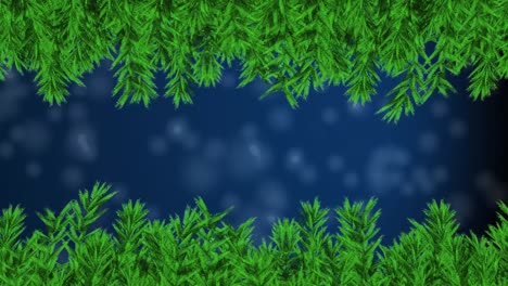 animación de ramas de árboles de navidad sobre la nieve que cae