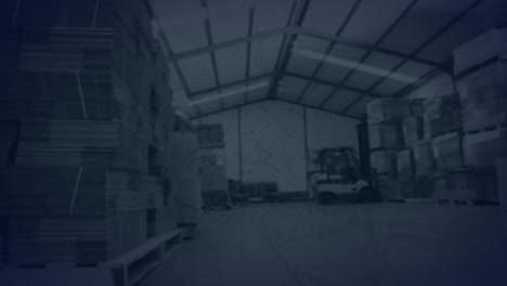 animation of network of connections over warehouse
