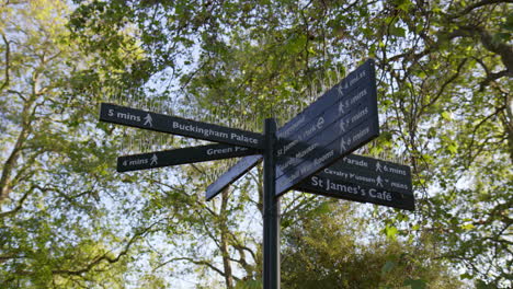 el letrero del parque real en el parque st james, londres, reino unido