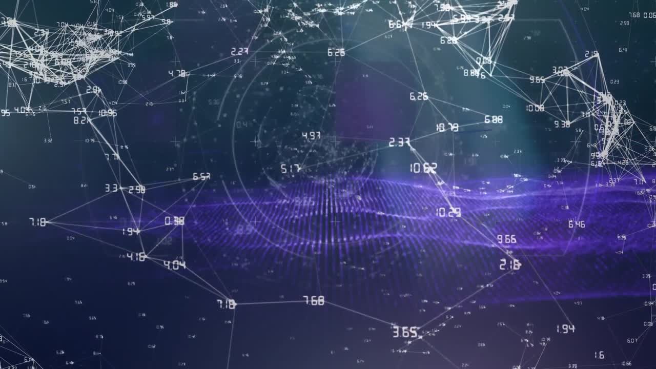 어두운 배경 위의 연결 네트워크의 애니메이션