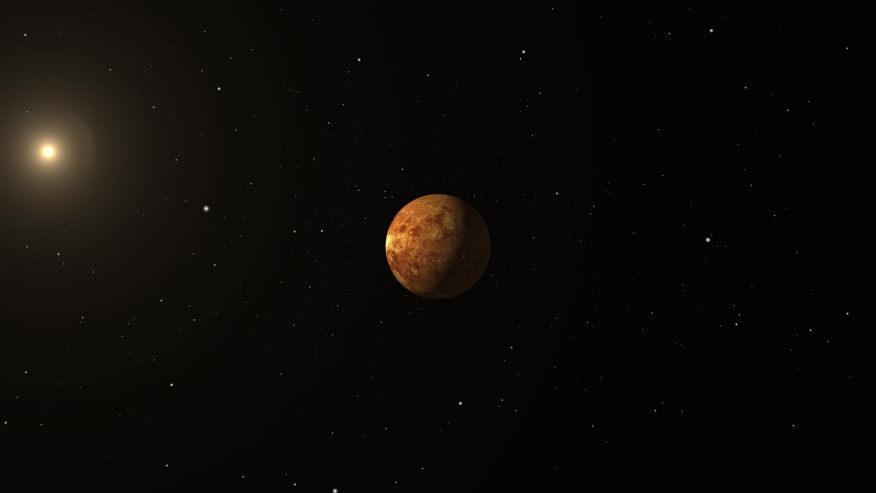 Premium stock video - The planets venus and the sun rotate