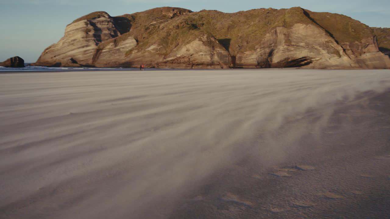 Windswept Beach with Rocky Coastline