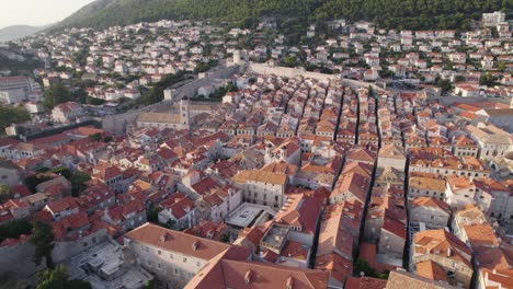 medieval architecture and fortified old town, walls of dubrovnik, croatia, aerial view