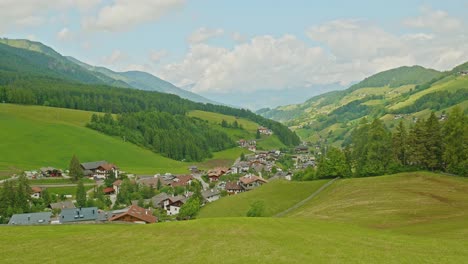 establishing shot of santa maddalena in south tyrol alpine valley