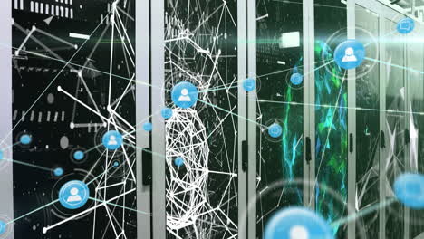 Animation of network of connections over server room