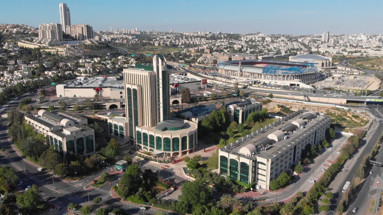 Jerusalem landscape with teddy stadium and Malha neighborhood