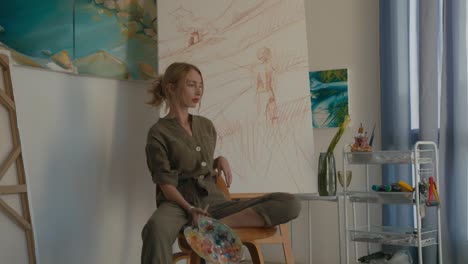 woman artist in her studio