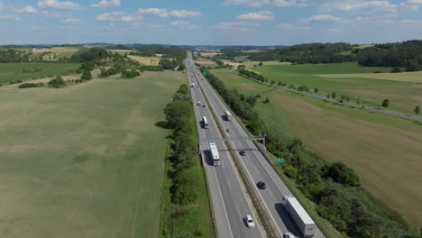 aerial view of a highway in the countryside