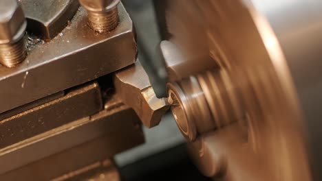 metal lathe close-up. lathe, metal processing