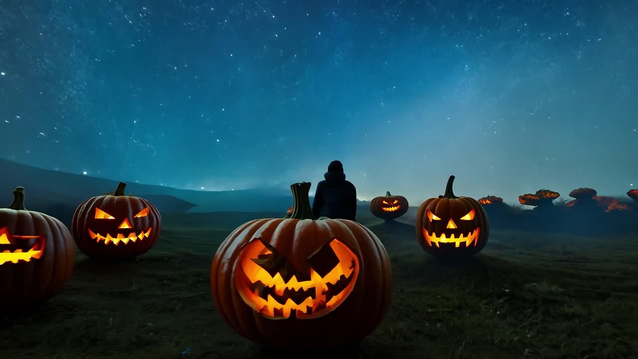 la espeluznante noche de halloween con linternas de jack-o