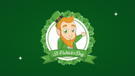 tarjeta animada del día de san patricio con personaje elfo