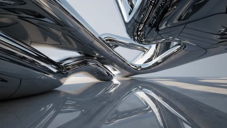abstract chrome fluid sculpture with reflective surfaces