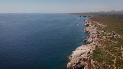 AERIAL:-Fissured-coastline-of-Mallorca-Island-with-blue-water-in-summer