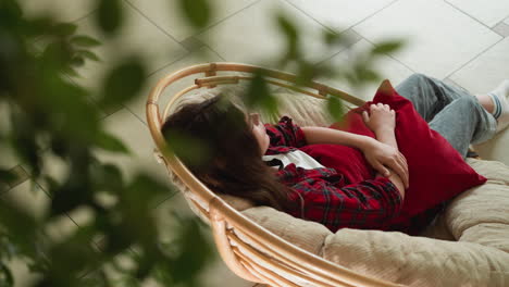 lady turns home in contemplative haven cozy armchair silently bears witness to emotional storm of