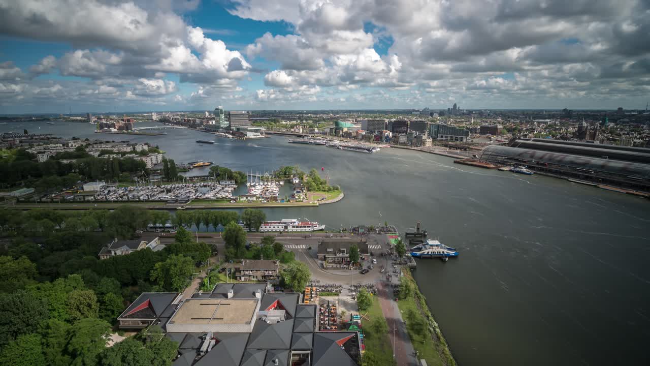 Timelapse video of the view over the IJ river, looking towards the East side of Amsterdam