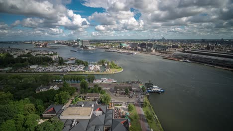 timelapse video of the view over the ij river, looking towards the east side of amsterdam