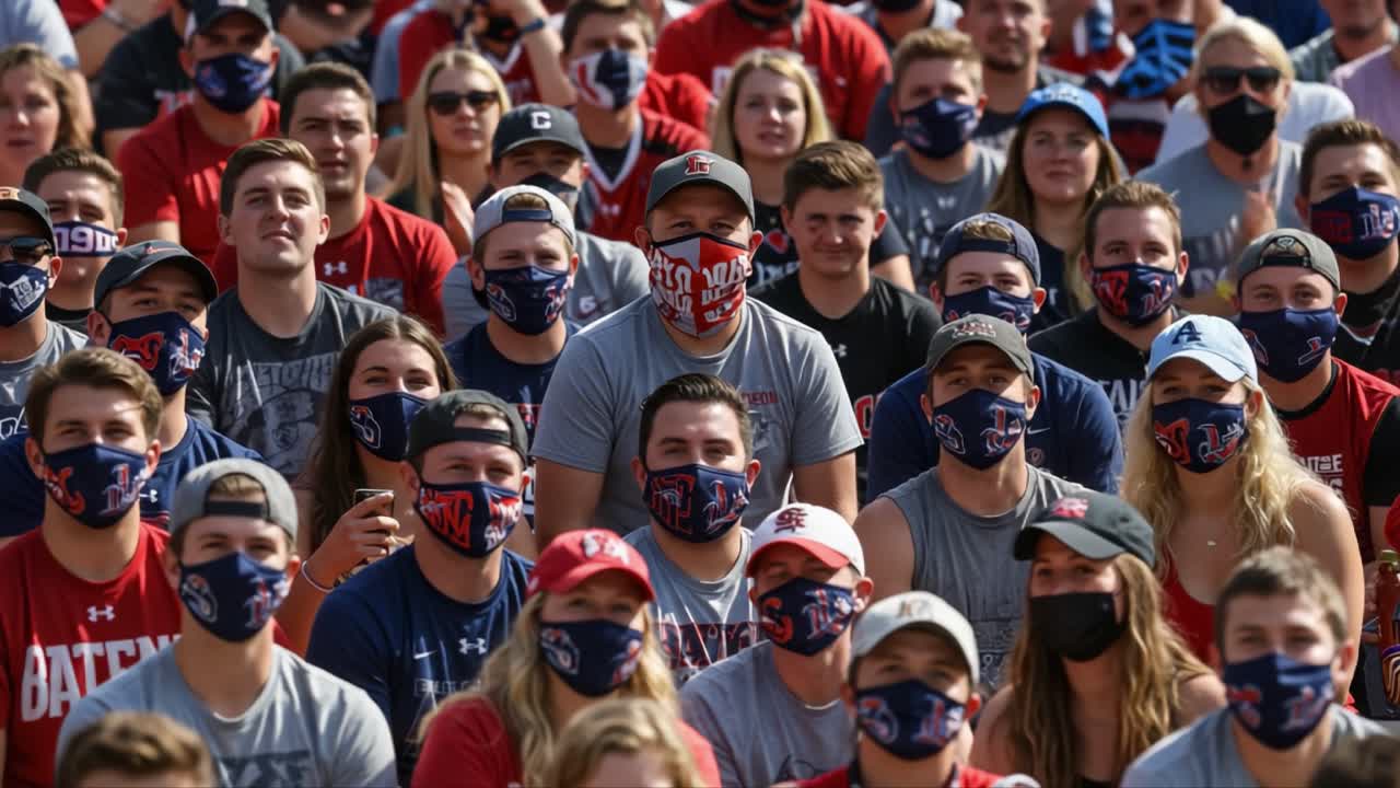 A Crowd of Enthusiastic Fans Wearing Masks, Capturing the Spirit of Togetherness and Team Support Despite the Current Challenges in Public Gatherings