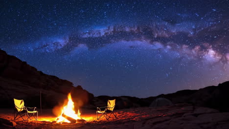 starry night camping adventure in desert
