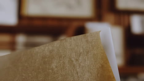 close-up of textured paper with blurry background