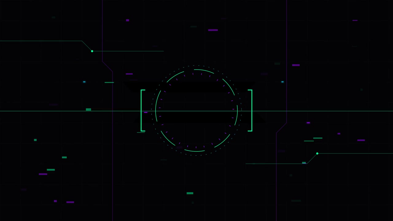 Futuristic Digital HUD Interface with Pulsing Circular Data Elements