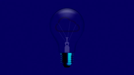 cloud icon symbol incandescent light bulb switch on set connection concept glow in blue gradient background seamless looping animation 4k, with copy space