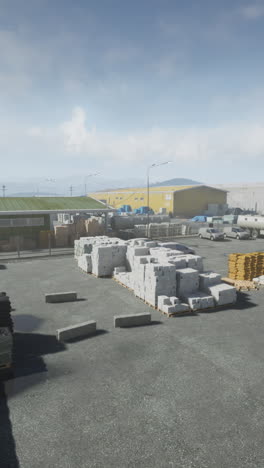 construction site with concrete blocks and building materials