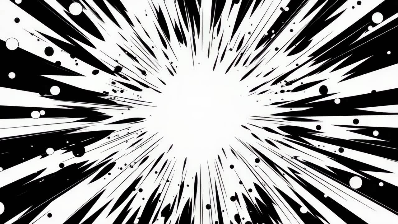 Dynamic burst effect in manga style, with lines radiating from the center