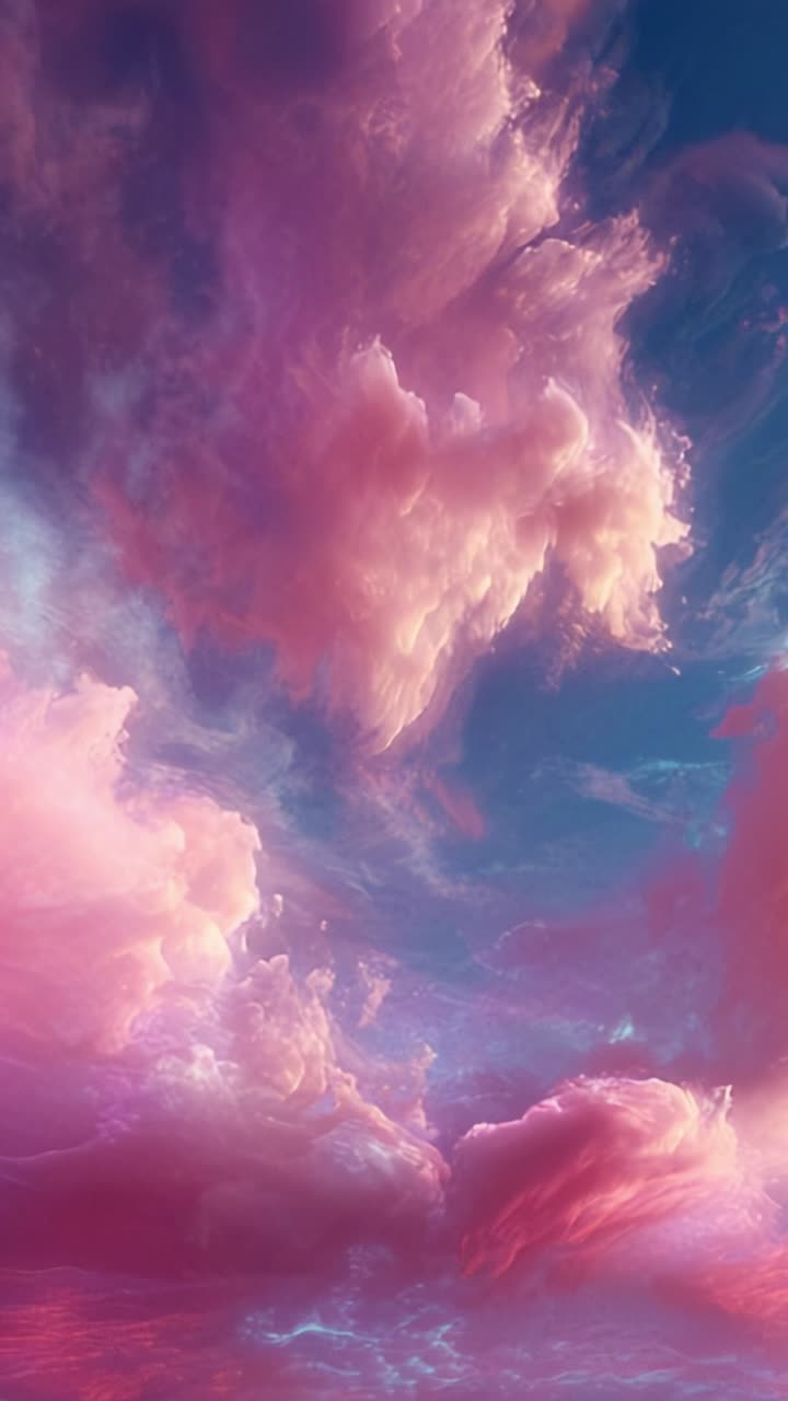 A Captivating Display of Ethereal Pink and Blue Clouds at Dusk, Showcasing the Beauty of Nature's Sky, Perfect for Dreamers and Cloud Enthusiasts Alike