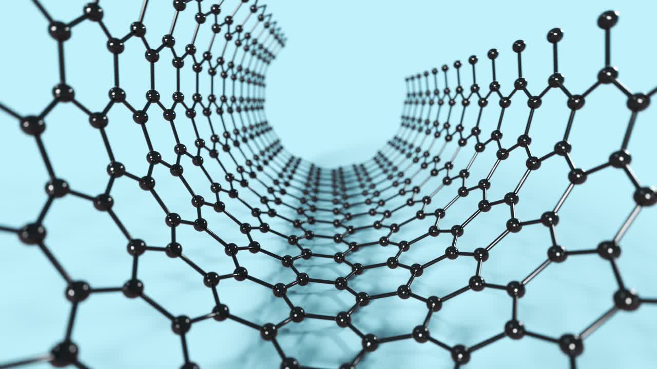 Premium stock video - Carbon nanotube: a 3d model of a nanomaterial