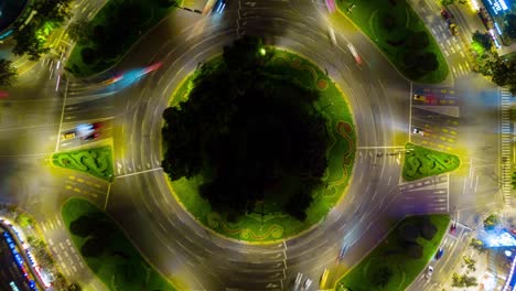 iluminación nocturna del círculo de tráfico de la ciudad de taipei panorama aéreo 4k timelapse taiwán