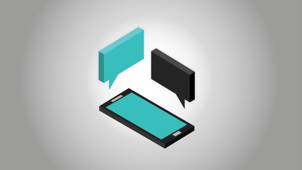 teléfono móvil con burbujas de chat