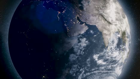 de la tierra desde el espacio de noche y de día