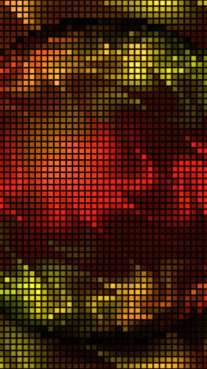Vibrant Pixelated Grid with Pulsing Light Effect
