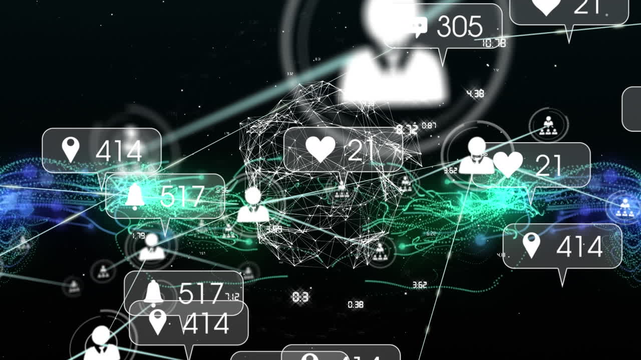 미디어 아이콘의 애니메이션과 다채로운 모양의 데이터 처리