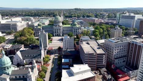 aerial orbit of the state capital in harrisburg pennsylvania