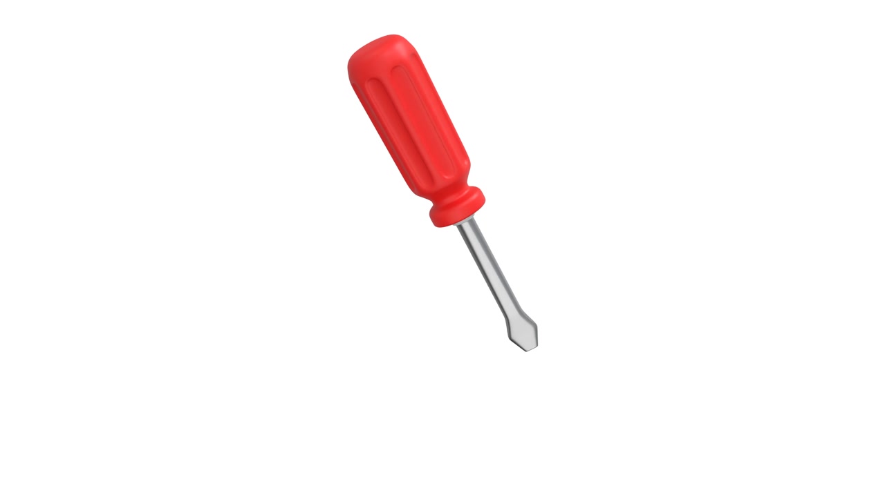 3D Render of a Red Handheld Screwdriver Rotating