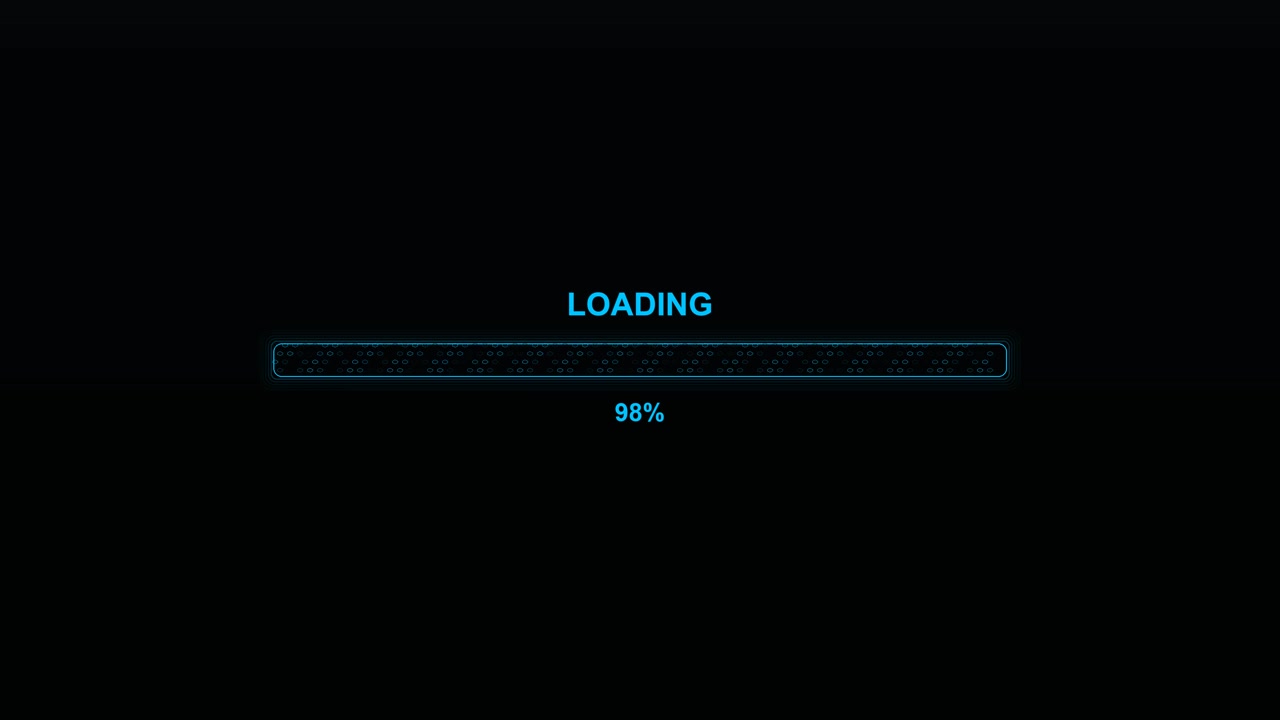 The loading progress bar is set in a dark background with blue text. It indicates a loading status at zero percent, used during streams or video creation work